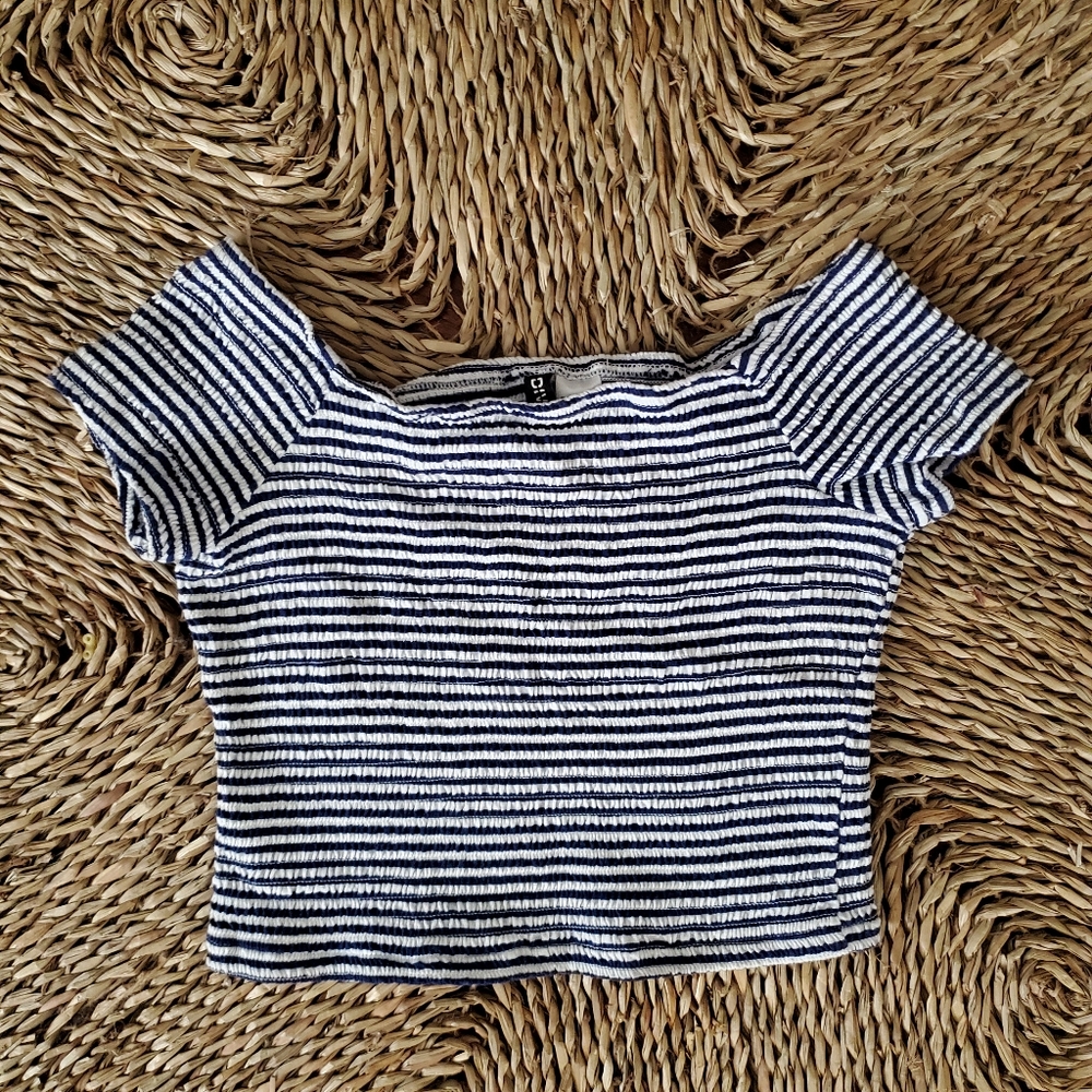 H&M ruched striped crop top